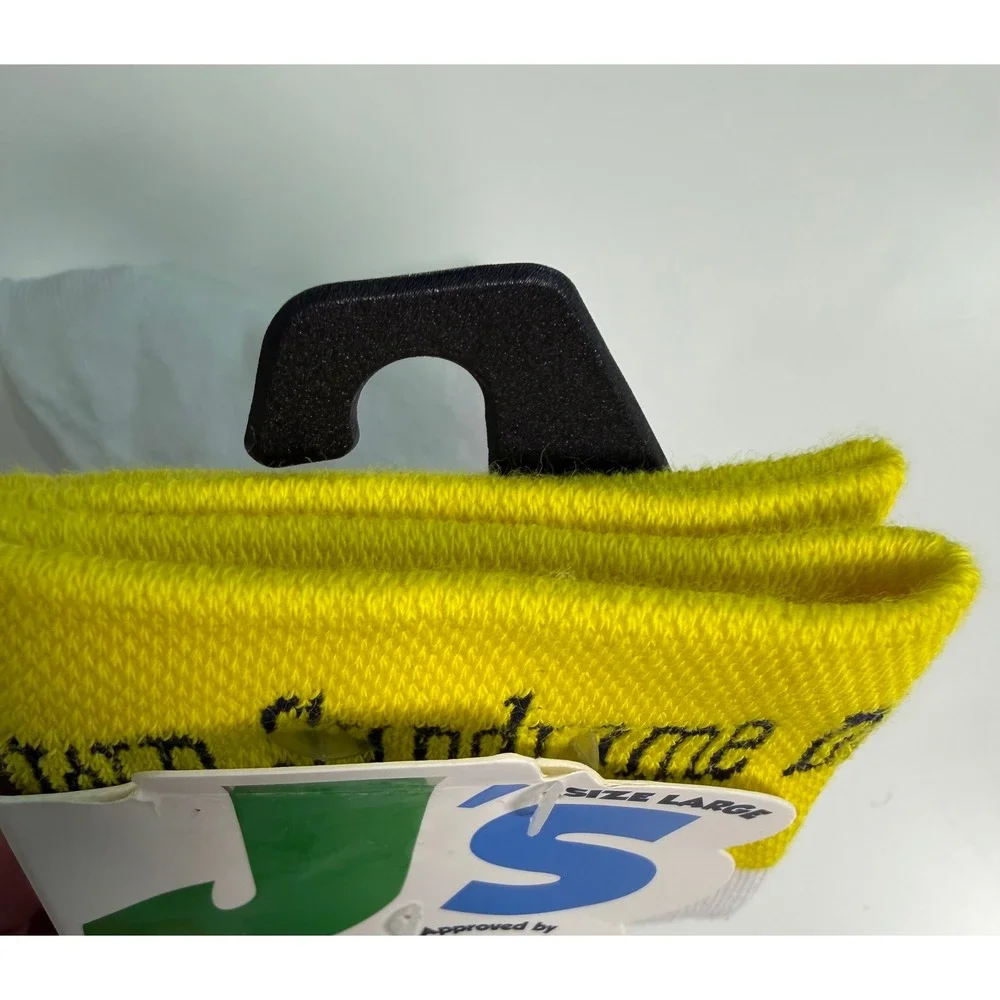 John's Crazy Socks Down Syndrome Super Hero Crew Socks White Yellow Size Large
